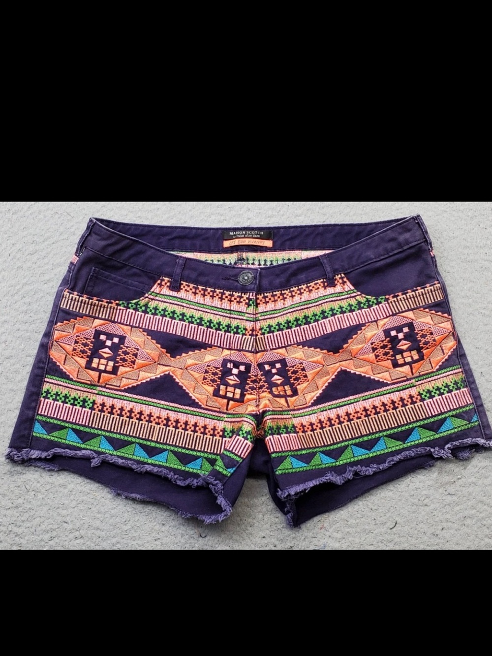 Maison Scotch Aztec Print Shorts with Pink & Green Accents